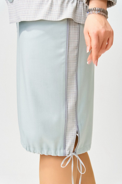 Комплект тройка Бояна: бомбер, юбка и майка-топ Fita 4031 серо-мятный - фото 9