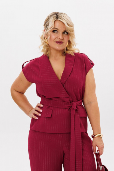 Комплект брюки и жилет из текстиля с эластичной резинкой LM К5022 бордо - фото 7