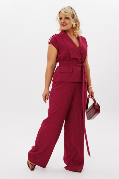 Комплект брюки и жилет из текстиля с эластичной резинкой LM К5022 бордо - фото 5