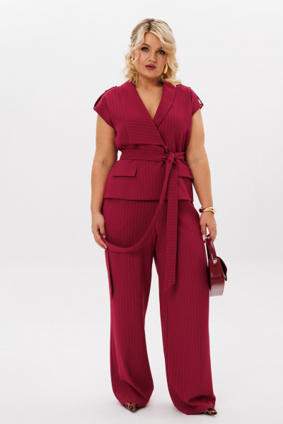 Комплект брюки и жилет из текстиля с эластичной резинкой LM К5022 бордо - фото 3