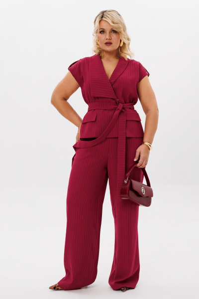 Комплект брюки и жилет из текстиля с эластичной резинкой LM К5022 бордо - фото 2
