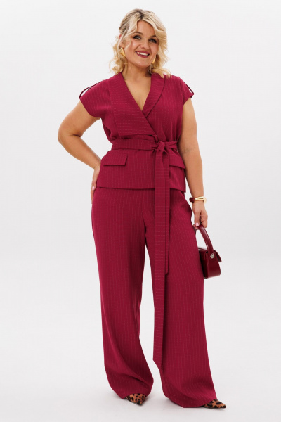 Комплект брюки и жилет из текстиля с эластичной резинкой LM К5022 бордо - фото 1