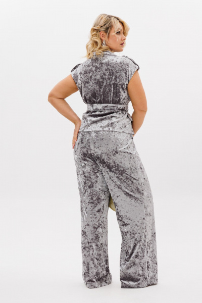 Серый комплект брюки и жилет на кажд DAY LM К5022 серый_бархат - фото 10