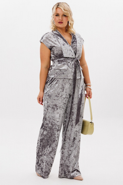 Серый комплект брюки и жилет на кажд DAY LM К5022 серый_бархат - фото 2