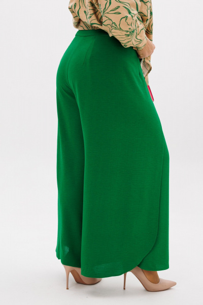 Бежевые широкой брюки-кюлоты с застежкой и складками LM К5024 - фото 11