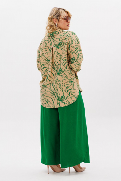 Бежевые широкой брюки-кюлоты с застежкой и складками LM К5024 - фото 10