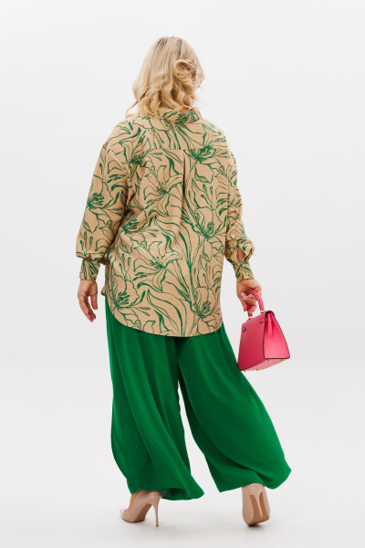 Бежевые широкой брюки-кюлоты с застежкой и складками LM К5024 - фото 9