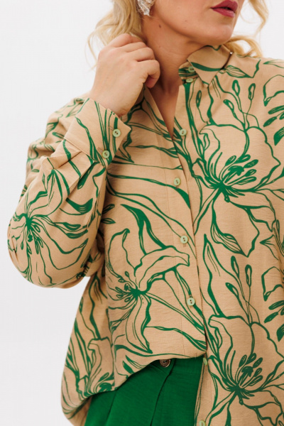 Бежевые широкой брюки-кюлоты с застежкой и складками LM К5024 - фото 8