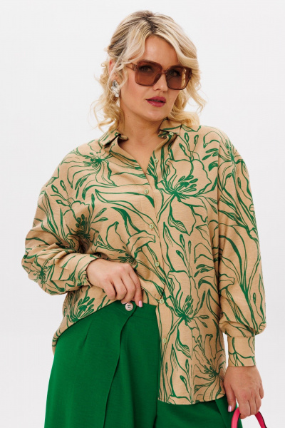 Бежевые широкой брюки-кюлоты с застежкой и складками LM К5024 - фото 7