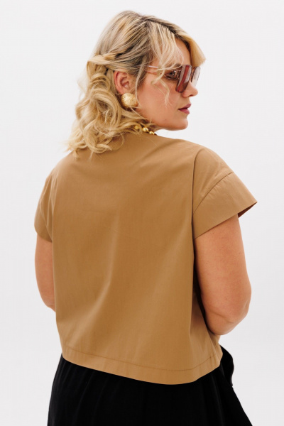 Бежево-черный комплект: блуза и миди юбка с карманами LM К5026 - фото 8