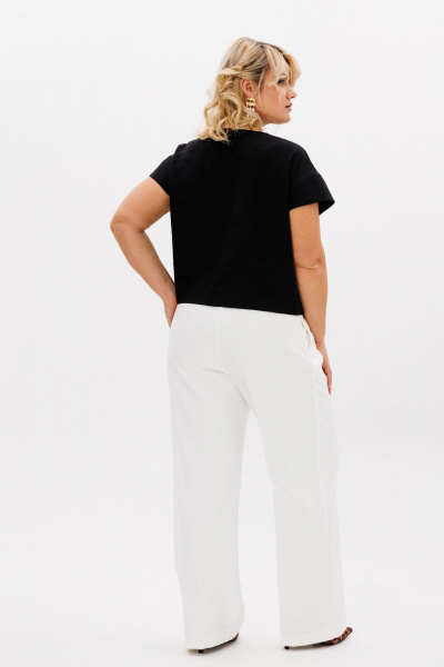 Белый укороченный топ и широкие брюки с складками LM К5027 - фото 8