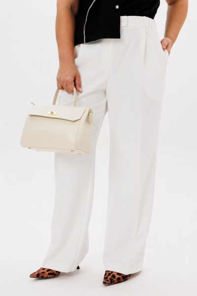 Белый укороченный топ и широкие брюки с складками LM К5027 - фото 6