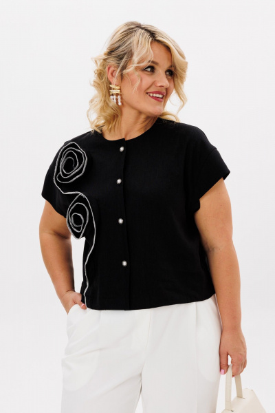 Белый укороченный топ и широкие брюки с складками LM К5027 - фото 5