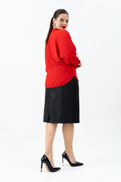 Демисезонная блузка в стиле на каждый день с завязкой Andina 128-6 алый - фото 5