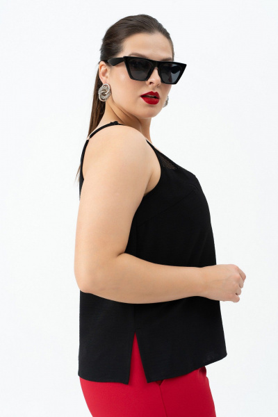 Красный жакет с поясом, брюки и топ для любого мероприятия Andina 3005 малина/черный - фото 12