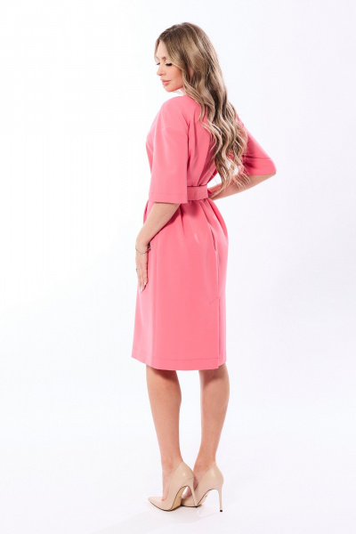 Демисезонное платье с коротким рукавом и съемным поясом Golden Valley 44097 розовый - фото 2