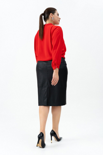 Костюм юбка и блуза из текстиля для любого мероприятия Andina 969 алый/черный - фото 7