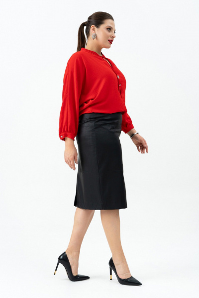 Костюм юбка и блуза из текстиля для любого мероприятия Andina 969 алый/черный - фото 6