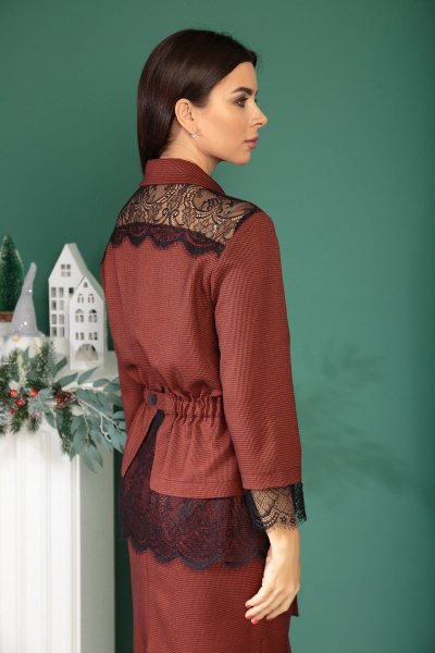 Жакет, юбка SandyNa 13869 красное_дерево - фото 6