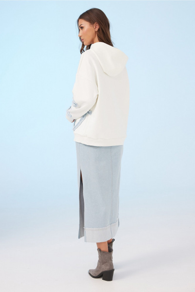 Демисезонный джемпер с капюшоном и вышивкой LOVE Butеr 3044 молочный - фото 6