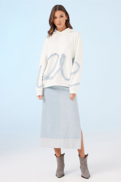 Демисезонный джемпер с капюшоном и вышивкой LOVE Butеr 3044 молочный - фото 5