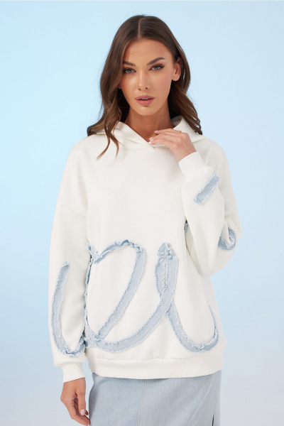 Демисезонный джемпер с капюшоном и вышивкой LOVE Butеr 3044 молочный - фото 1