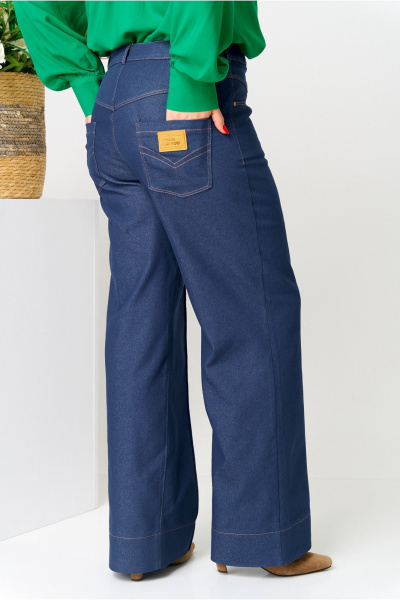 Демисезонные джинсовые брюки с клеш и высокой посадкой AVA fashion М-110 синий - фото 7