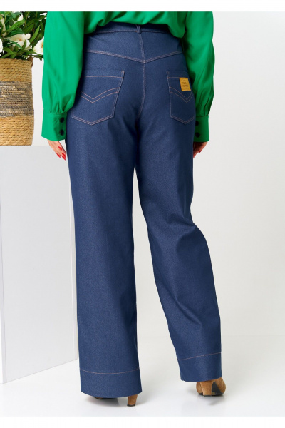 Демисезонные джинсовые брюки с клеш и высокой посадкой AVA fashion М-110 синий - фото 5