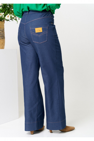 Демисезонные джинсовые брюки с клеш и высокой посадкой AVA fashion М-110 синий - фото 4