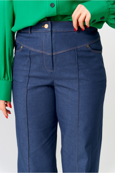 Демисезонные джинсовые брюки с клеш и высокой посадкой AVA fashion М-110 синий - фото 3