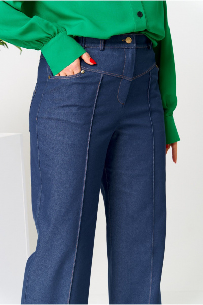 Демисезонные джинсовые брюки с клеш и высокой посадкой AVA fashion М-110 синий - фото 2