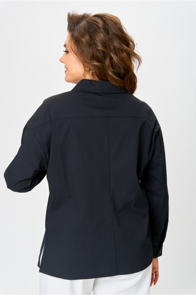 Черная ассиметричная рубашка с V-образным вырезом и свободным кроем Danaida 2258 черный_хлопок - фото 13