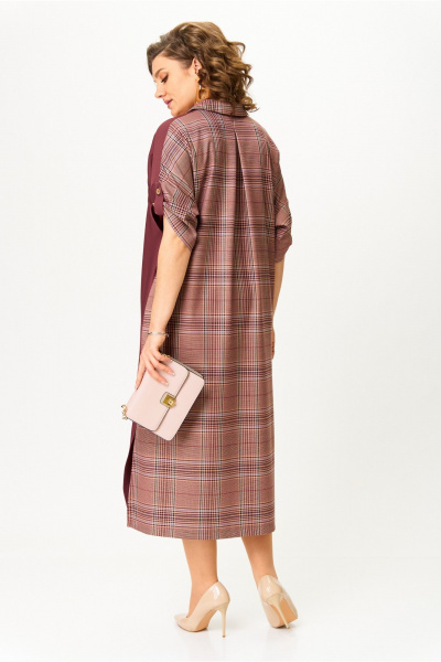 Демисезонное платье casual с вышивкой и карманами Michel chic 2134/1 брусничный - фото 7