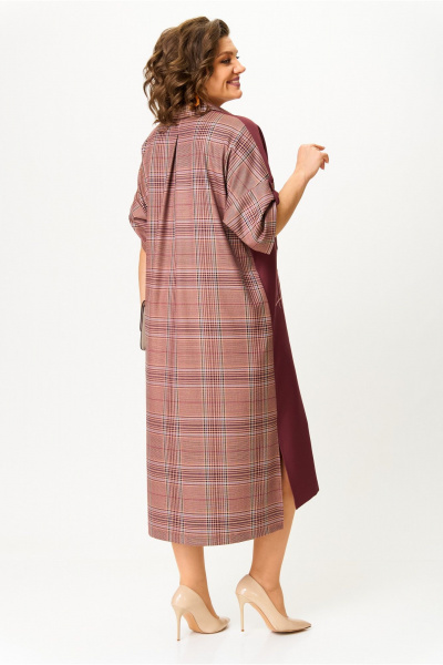 Демисезонное платье casual с вышивкой и карманами Michel chic 2134/1 брусничный - фото 6