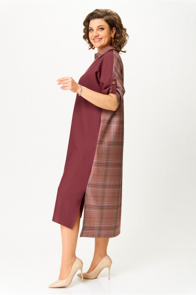 Демисезонное платье casual с вышивкой и карманами Michel chic 2134/1 брусничный - фото 5