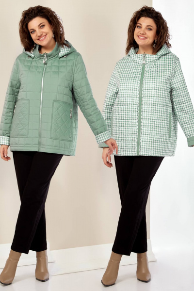 Двухсторонняя демисезонная куртка с ярким принтом и молнией Shetti 2182 фисташка - фото 1