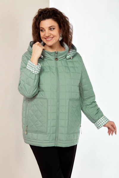 Двухсторонняя демисезонная куртка с ярким принтом и молнией Shetti 2182 фисташка - фото 6