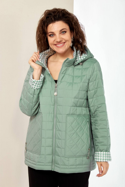 Двухсторонняя демисезонная куртка с ярким принтом и молнией Shetti 2182 фисташка - фото 5