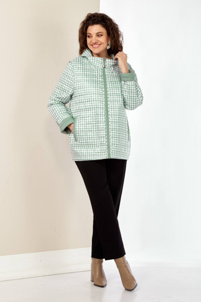 Двухсторонняя демисезонная куртка с ярким принтом и молнией Shetti 2182 фисташка - фото 2