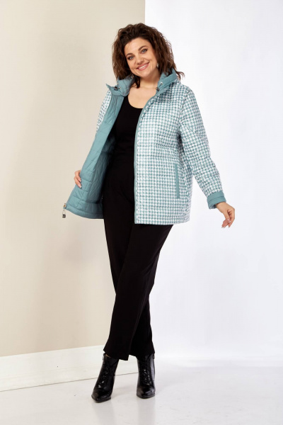 Двухсторонняя демисезонная куртка с прорезными карманами и капюшоном Shetti 2182 ментол - фото 9