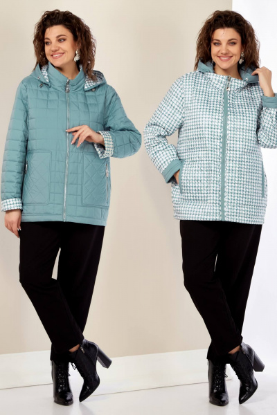 Двухсторонняя демисезонная куртка с прорезными карманами и капюшоном Shetti 2182 ментол - фото 1