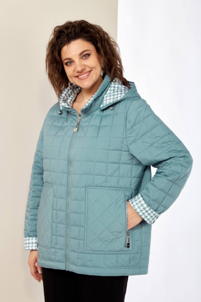 Двухсторонняя демисезонная куртка с прорезными карманами и капюшоном Shetti 2182 ментол - фото 6