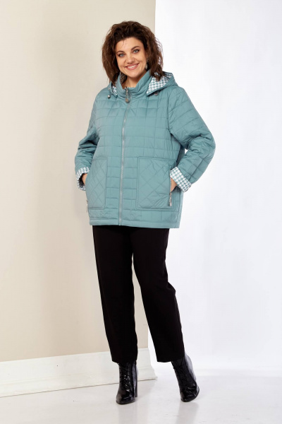 Двухсторонняя демисезонная куртка с прорезными карманами и капюшоном Shetti 2182 ментол - фото 3