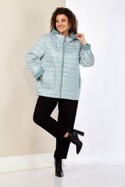 Двухсторонняя демисезонная куртка с прорезными карманами и капюшоном Shetti 2182 ментол - фото 2