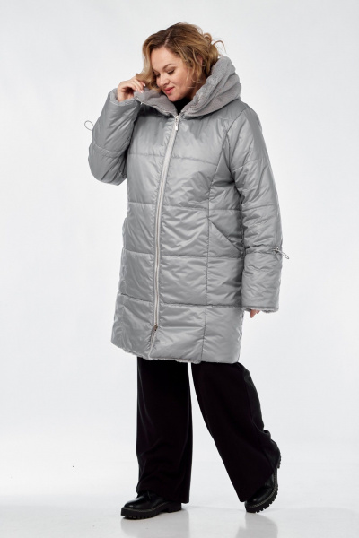 Демисезонное пальто полуприлегающего силуэта из плащёвой ткани Диомант 2040 серый - фото 11