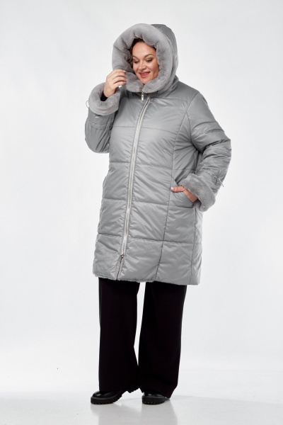Демисезонное пальто полуприлегающего силуэта из плащёвой ткани Диомант 2040 серый - фото 7