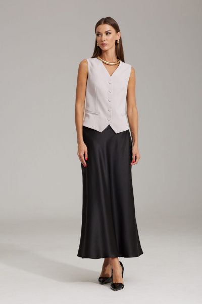 Розовый и черный костюмный комплект жилет и юбка из текстиля N.O.W. 1492 - фото 6