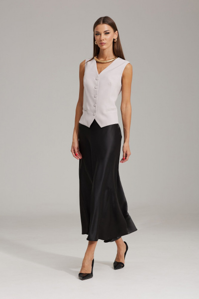 Розовый и черный костюмный комплект жилет и юбка из текстиля N.O.W. 1492 - фото 1