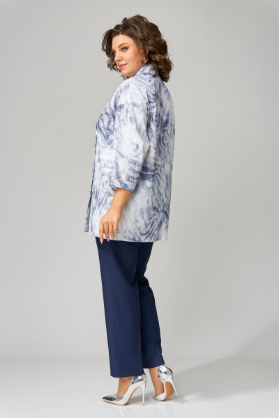 Белый и синий комплекты из жакета и брюк с асимметричной застежкой Орхидея 1464 - фото 2