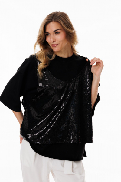 Демисезонный асимметричный блузон oversize с пайетками Ларс Стиль 1053 - фото 1